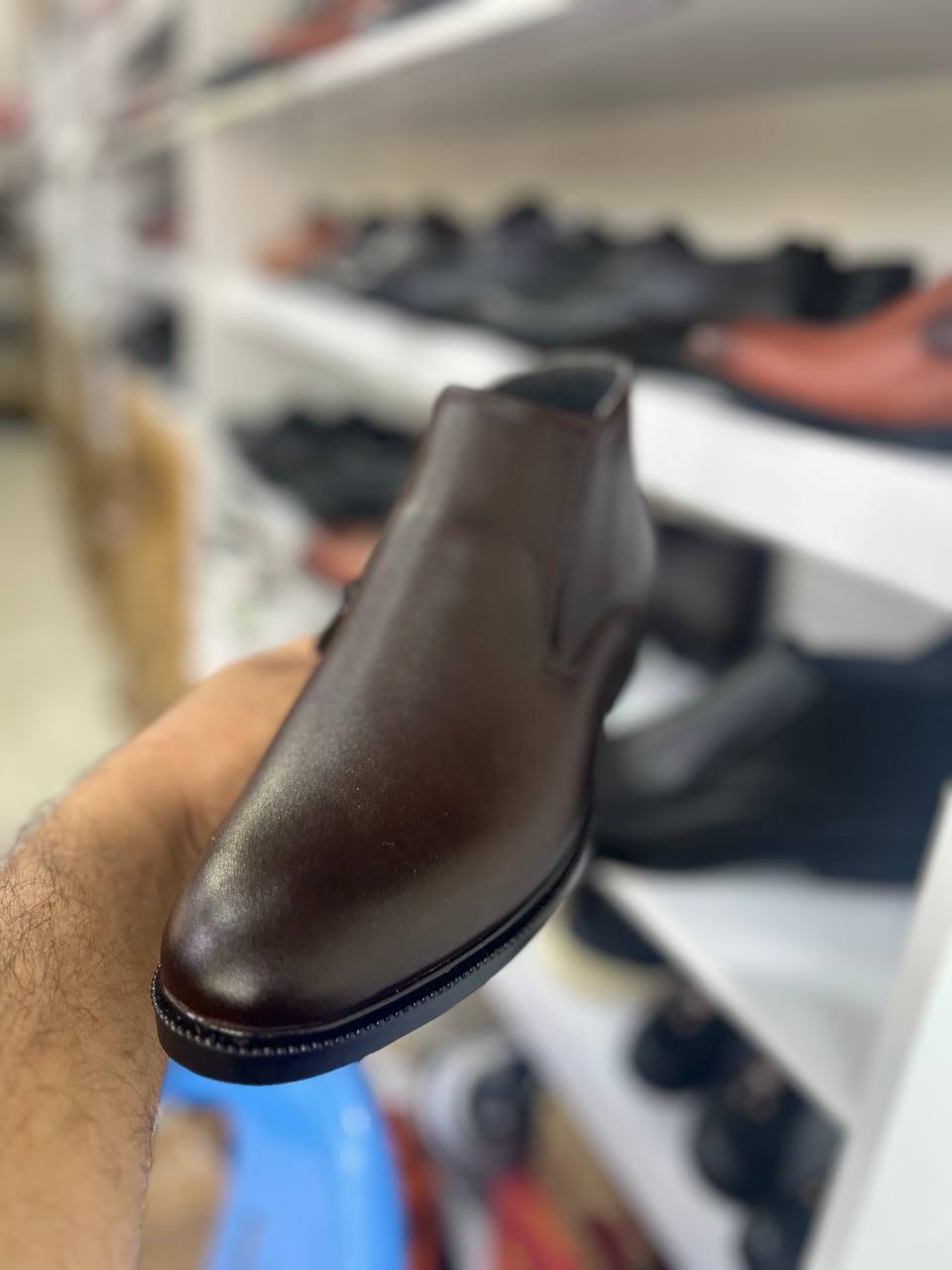 نیم بوت تمام چرم قهوه ای مردانه